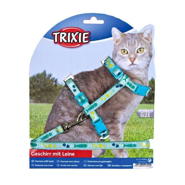 Trixie Katzen-Garnitur mit Leine mit Motivband
